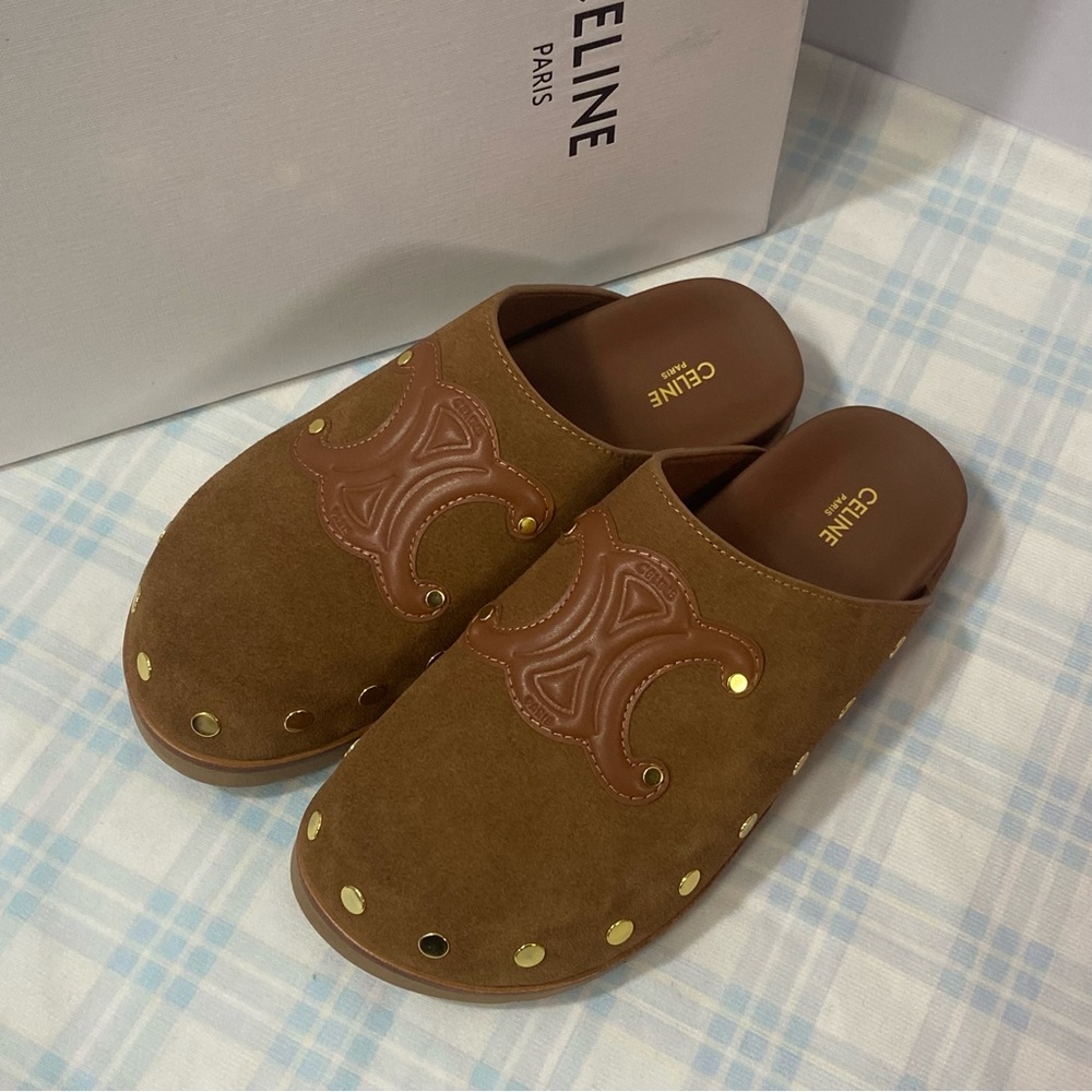 Celine Brown Suede Slip-On Mules SZ38